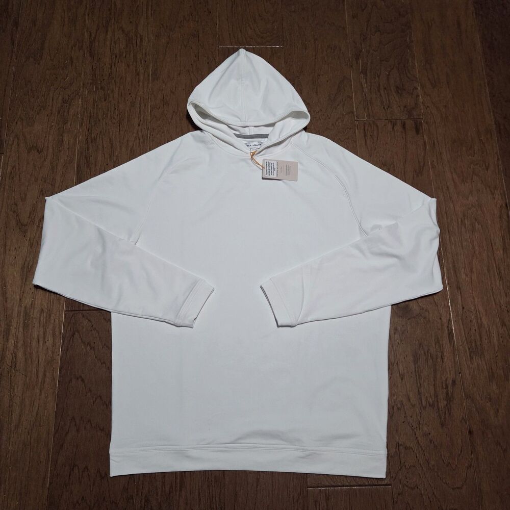 Peter Millar Crown Sport Pine Performance Hoodie Pullover Medium White. NWOT